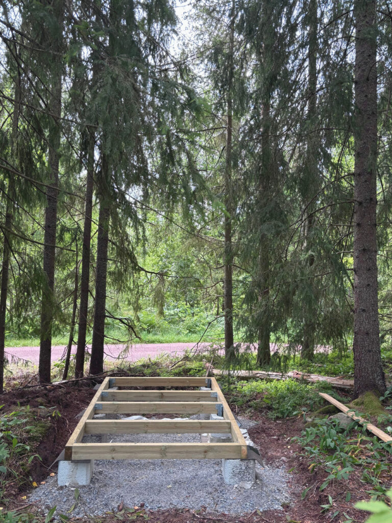 New foundations being built for a cottage outhouse.